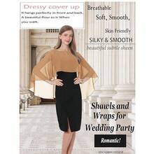 Baoqiya Women's Capelet Shawls And Wraps For Evening Dresses Soft Bridesmaid Shawl Chiffon Cape Wedding Cover Up{"Color_name":"Camel"} - 駝色 - 查看 6