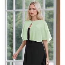 Women's Soft Chiffon Capelets Shawls And Wraps For Evening Wedding Cape Bole Cover Up{"Color_name":"SageGreen"} - 鼠尾草綠 - 查看 4