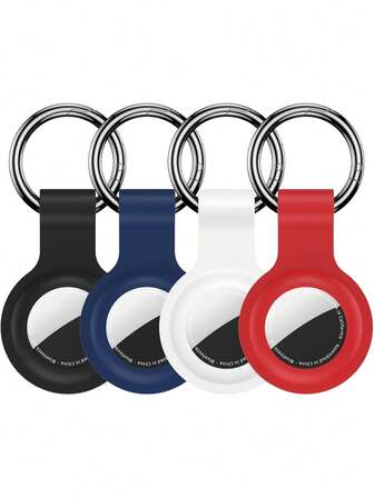 4个装兼容AirTag的保护套钥匙扣，硅胶材质，适用于AirTag GPS追踪器配件，可用于宠物、包包、行李等AirTag防丢配件，圣诞礼物，可作为包包挂饰、汽车挂件、送给老师、朋友、姐妹的礼物。