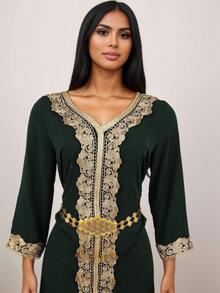 1pc Vintage Women's Robe Belt With 22K Gold Plated Adjustable Length Robe Body Chain Jewelry With Turkish Coin Pendant Valentine's Day Accessories - Multicolor - View 5