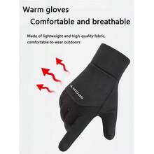 1 Pair Outdoor Sports Waterproof Gloves, Touch Screen, Thermal Lined, Windproof, Suitable For Driving, Cycling, Great Gift For Friends, Autumn/Winter - Black - View 3