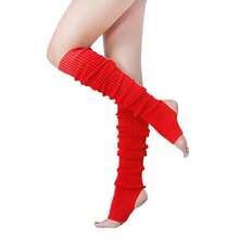 V28 Long Leg Warmer, Women's Men 80s Party Ribbed Knit Dance Sports{"Color_name":"Hole71-Red"} - Multicolor4 - View 1