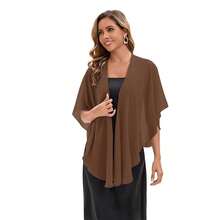 Baoqiya Chiffon Shawl Evening Scarf Shawls And Wraps For Women Wedding Party Bridal Scarves Cover Ups{"Color_name":"Brown"} - màu nâu - Xem 4