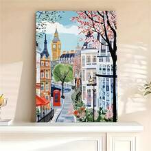 1 tấm tranh canvas phong cảnh treo tường - Áp phích hiện đại thời trung cổ sống động có hình ảnh biểu tượng đồng hồ Big Ben và xe buýt màu đỏ, hoàn hảo để trang trí phòng khách, phòng ngủ, văn phòng hoặc phòng tắm, trang trí nghệ thuật treo tường, áp phích nghệ thuật treo tường không khung cổ điển - Nhiều màu - Xem 5