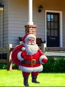 Estaca de jardín de Papá Noel de acrílico 2D con barba blanca - Mejor decoración navideña para el patio, sin batería, decoración navideña para el jardín - Multicolor - Ver 9