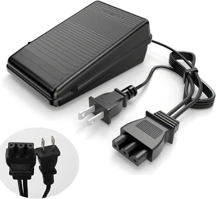 Suweiyuanshiyi Foot Pedal Power Cord Replacement, For Singer Sewing Machine, D Shape Plug Compatible With Singer 4452 4443 4432 4423 4411 44S 5554 5532 5523 5511 160s 150s 140s 130s(359102-001)