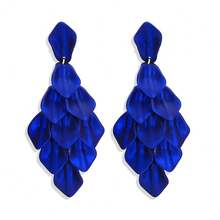 FIBO STEEL Acrylic Petal Earrings For Women Red Statement Earrings Dangle Rhombic Boho Flower Lime Green Orange Rose Big Bold Colorful Costume Jewelry Long Drop Dangle Earrings{"Color_name":"NavyBlue"} - 海軍藍 - 查看 1