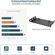 Tecmojo 1U Rack Shelf Rack Mount Shelf With AntiSlip Stops203.2 Mm Deep Vented Cantilever Tray For 19 Inch Server Racks And Cabinets Good Air Circulation Weight Capacity 25 Kg/55lbs 2 Pack Black - Black - View 6