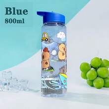 1 Pc Kawaii Capybara Printed Water Bottle, Cute Cartoon Design, PVC Immune Plastic, Round, Lightweight, Hand Wash Only, Very Suitable For Mountaineering Sports Outdoor Camping Tourism