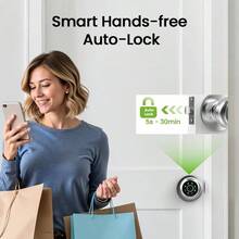 Fingerprint Door Lock, 4 In 1 Fingerprint Door Knob With Keypad, App Control, Auto Lock, Biometric Door Knob With Lock Bedroom, Apartment, Garage, Home Office