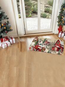1 pieza Felpudo decorativo navideño, alfombra de entrada, alfombra de pasillo, adecuado para decoración navideña en cocina, sala de estar, patio, dormitorio, gran regalo de Navidad
