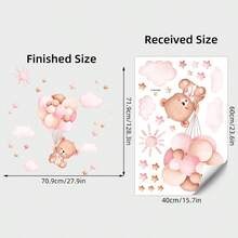 BRUP 1/6 Hojas Adorable Conejo y Globo Medidor de Altura Adhesivo de Pared, Pegatina Gráfico de Crecimiento con Forma de Corazón Rosa para Decoración de Habitación de Bebé y Guardería, Lindo Arte de Pared para Niños con Pegatinas de Pared Removibles - Multicolor - Ver 13