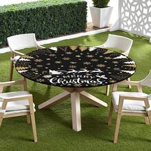 Water-Resistant Round Tablecloth With Elastic Edge For 40-44" Tables - Gift-black Gold - View 6