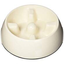 Dogit Dog Bowl Slow Feeder For Wet Or Dry Dog Food Go Slow AntiGulping Dog Dish White L
