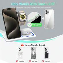 三合一无线充电站，无线充电支架，兼容 8-16系列，9/8/7/6/5/4/3/2/SE，适用于办公室、宿舍、家庭等多种场景。 - 白色 - 查看 3