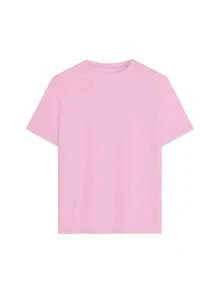 Black Cat Playing Keyboard Under Moon 180g Milk Silk Double Grinding Women's T-Shirt,Comfortable,Suitable,Casual Versatile Tops, Street Wear, Daily Outfits, Free Shipping - 粉色 - 查看 5