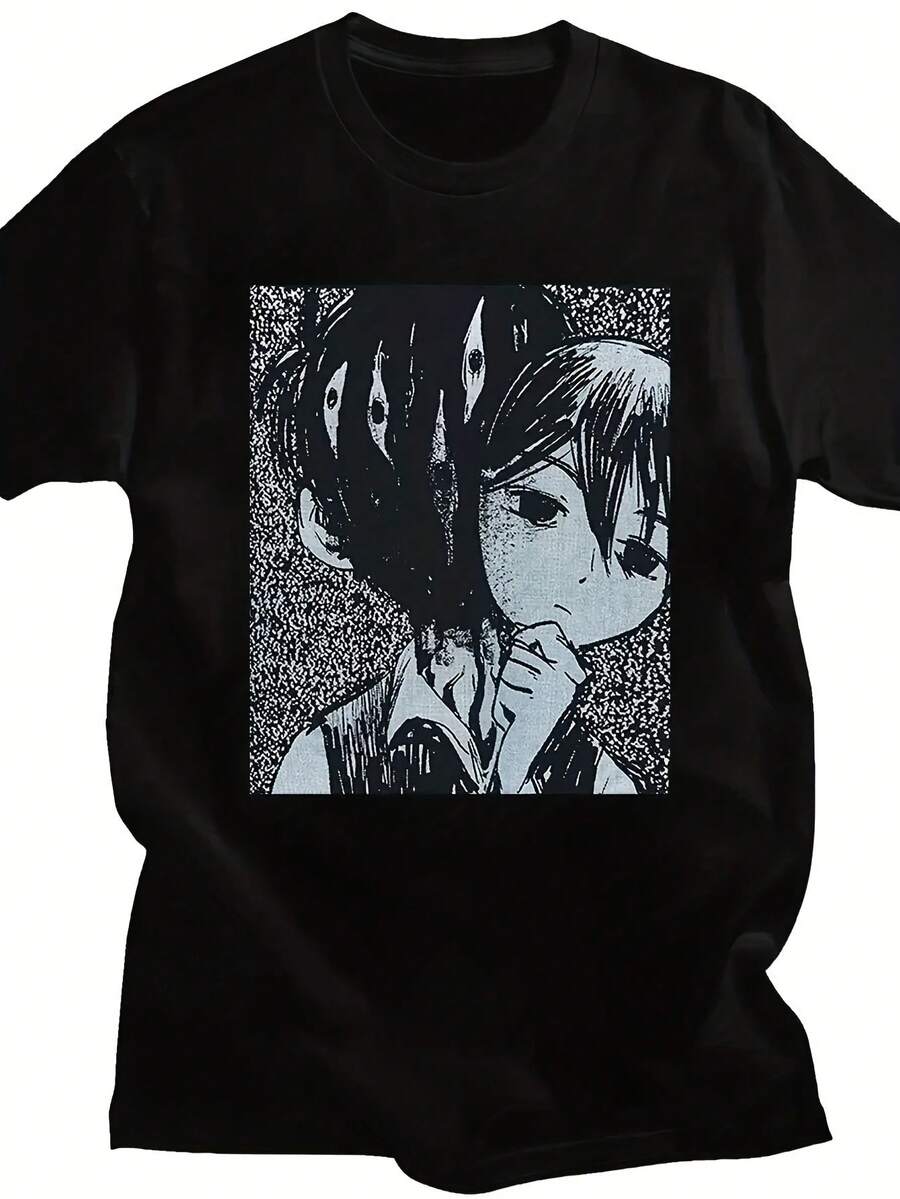 Fashion Sport Anime Figure Tee Popular Omori T-Shirt Printed T-Shirt Hip-Pop Casual High Quality Classic Streetwears For Women - 黑色14 - 查看 1