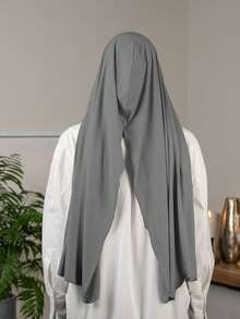 Set hijab pentru femei, 1 buc., culoare solidă, material tricotat, confortabil și respirabil, design cu eșarfă și glugă pentru acoperire completă, pălărie șal ușoară și versatilă, potrivită pentru purtare musulmană