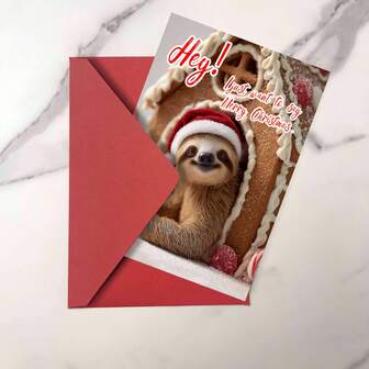1 张/2 张迷人树懒圣诞/生日贺卡，冬季主题，适合生日、祝贺、感谢、圣诞节等场合，适合每个人的完美圣诞/生日礼物，高品质卡纸，质地舒适