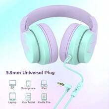 - Auriculares con para nios, con micrfono, limitador de volumen de 8594 dB para nias y nios, auriculares plegables para aprendizaje y entretenimiento, color morado oscuro - Púrpura claro - Ver 5
