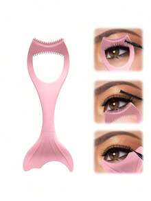 3-In-1 Detachable Eyelash Tool Set, Includes Eyelash Mascara Protector, Eyeliner Template, Eyeshadow Template, Pink Eyelash Curler, Wing Eyeliner Pen, Mermaid Eyelash Mascara Protector, Silicone Eyelash Separator, Reusable Makeup Eyelash Tools, Multi-Functional Eye Makeup Assist & Protect Tools, Detachable Pink Eyelash Helper, Beauty Makeup Tools, Eyelash & Eyeliner Drawing Auxiliary, Eyelash Card