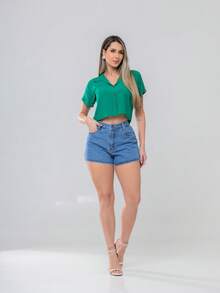 Women's Shirt Blouse Buttons Viscose Fresh Summer Comfortable Style Best Quality - 綠色 - 查看 7