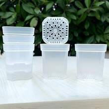 45pcs/90pcs Small Transparent Plastic Square Seedling Pots (With Drainage Holes), Suitable For Sprouting, Cacti, Herbs, Succulents Planting - Clear - View 7