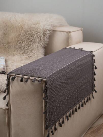 Tokoto 1pc Gray Hollow Out Tablecloth, Bohemian Modern Square Tablecloth, Suitable For Christmas Decoration, Halloween Party, Small Tables, Nightstands, Sofas, Entryway Cabinets, All Seasons