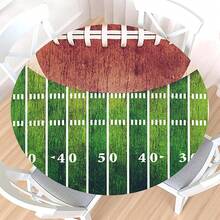 Water-Resistant Round Tablecloth With Elastic Edge For 40-44" Tables - Gift-american Football - View 12