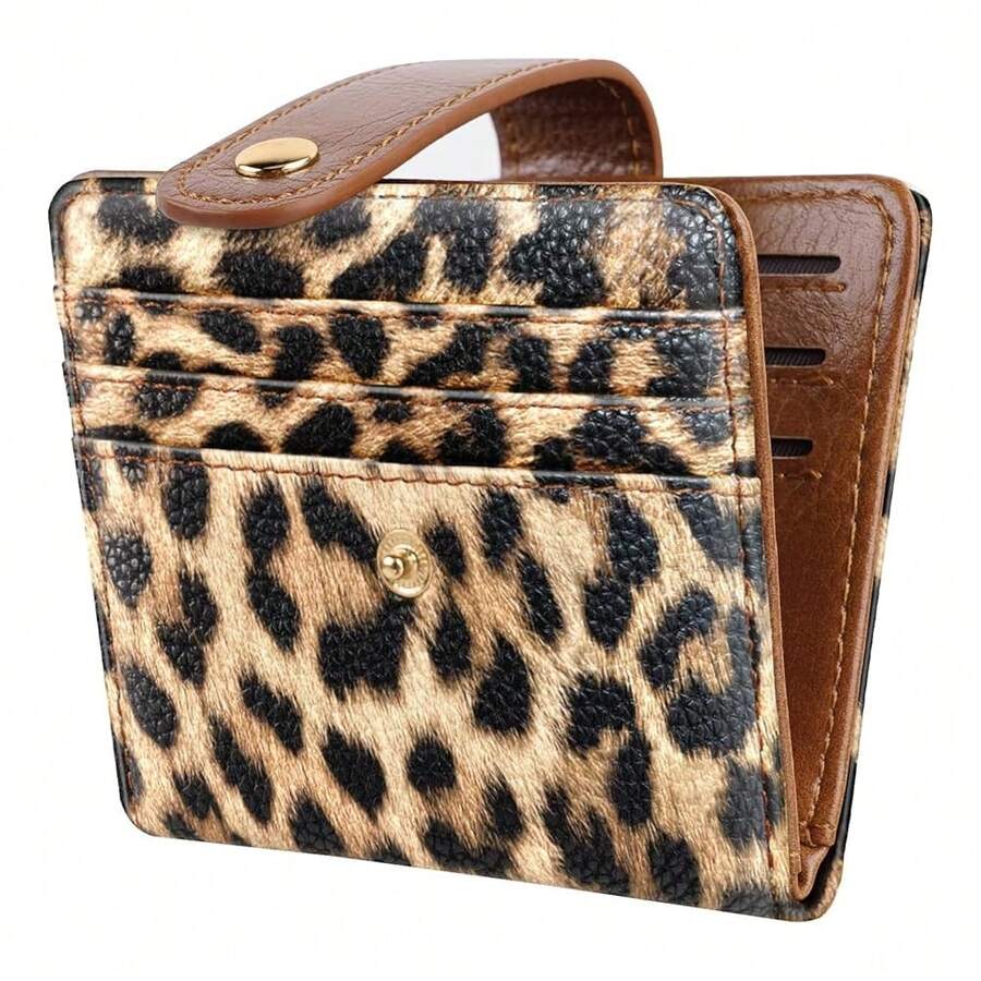 Slim Bifold Wallet RFID Credit Card Wallet Small Cute Card Holder For Women, Light Leopard{"Color_name":"LightLeopard"} - 多色2 - 查看 1