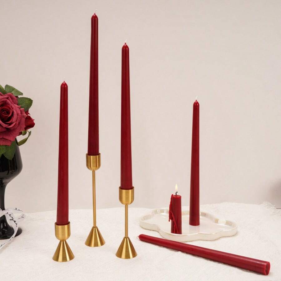 2/4 pièces Bougies rouges effilées de 10 pouces, bougies parfumées à la cire de soja, convenant pour la décoration de mariage et de Noël, la décoration intérieure, les cadeaux de fête, la décoration de fête d'anniversaire, les cadeaux de fête des mères, la décoration de Noël, les cadeaux de Noël - Multicolore - Voir 1