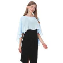 Baoqiya Women's Capelet Shawls And Wraps For Evening Dresses Soft Bridesmaid Shawl Chiffon Cape Wedding Cover Up{"Color_name":"SkyBlue"} - 天藍 - 查看 3