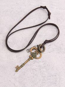 1 buc colier cu pandantiv metalic vintage cu mărgele, lanț lung cu frânghie de ceară neagră, colier metalic minimalist gotic la modă, stil hiphop, colier pentru cupluri