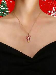 MONALLY Collar colgante de campana navideña para mujeres con decoración de corona festiva, perfecto como regalo navideño. Campana a rayas rojas y blancas con cadena dorada de acero inoxidable