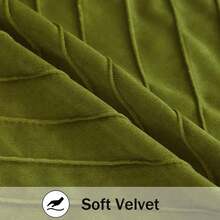 Navy Blue Velvet Throw Pillow Covers 18 X 18 Inch Pack Of 2 With Gold Leather Decor For Couch, Luxury Modern Pillowcases For Living Room, Bedroom Sofa Cushion Bed - 橄欖綠 - 查看 3
