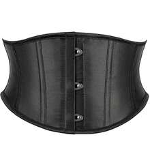 SHYMMUO Women Floral Underbust Corset Belt Lacing Up Waist Trainer Corset Top For Renaissance Steampunk Pirate Costume{"Size_name":"Large","Color_name":"BlackSolid"} - F黑色實心大號 - 查看 1