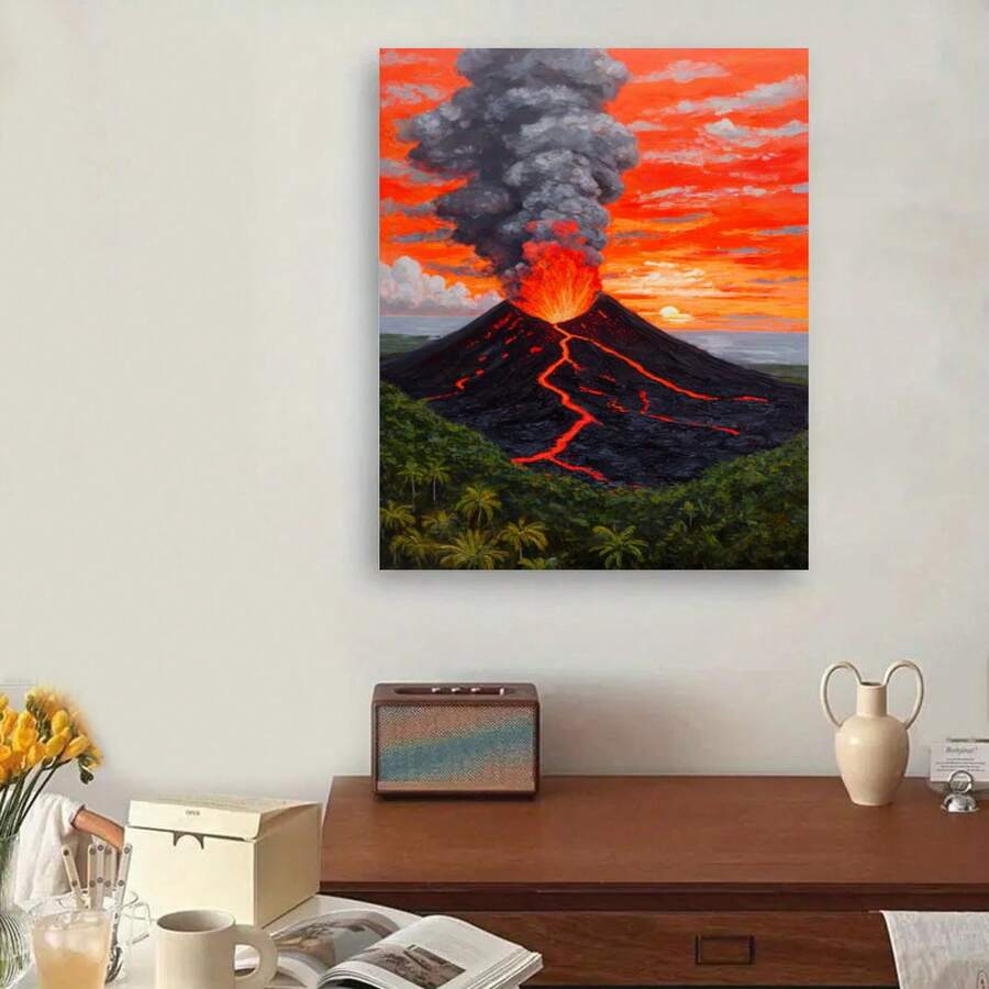 1pc Art, Volcano Eruption With Bright Red Lava And Dramatic Sky, For Beginners Paint By Numbers Kit, Stress Relief Creative Activity, For Home Wall Decoration Perfect Gift, Perfect For DIY Art Painting Beginners And Family Gatherings (Frameless). - 24色 - 查看 1