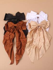 4件套女孩蝴蝶结发夹，黑色蝴蝶结、白色蝴蝶结、粉色蝴蝶结发夹，女孩缎面蝴蝶结发夹，蝴蝶结发饰，情人节情侣爪夹，学习用品，圣诞节发夹 - 彩色 - 查看 2