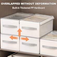 3pcs Closet Clothes Organizer Foldable Drawer Organizers With 12 Compartments And Transparent Mesh Cover For Jeans Clothes Shirts Wardrobe Storage