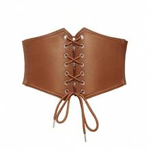 Bbonlinedres Womens Corset Belt Renaissance Costume Lace-Up Elastic Underbust Wide Waist Cincher Belts{"Size_name":"Large","Color_name":"Brown"} - 棕色大號 - 查看 1