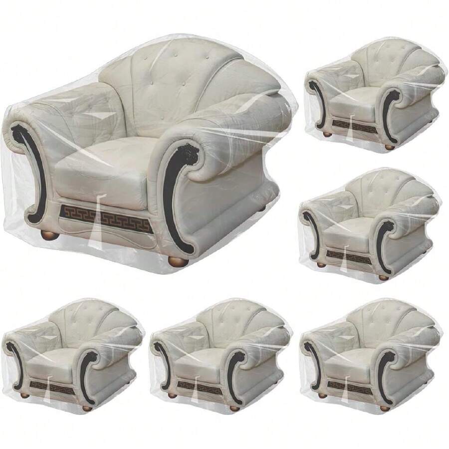 6 Pcs Plastic Chair Covers Plastic Furniture Cover Indoor Outdoor Waterproof Clear Armchair Cover Dust Proof Armchair Cover For Moving(76 X 46 Inch),23164889 - Nhiều màu - Xem 1
