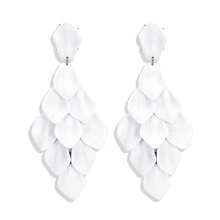 FIBO STEEL Acrylic Petal Earrings For Women Red Statement Earrings Dangle Rhombic Boho Flower Lime Green Orange Rose Big Bold Colorful Costume Jewelry Long Drop Dangle Earrings{"Color_name":"White"} - 白色的 - 查看 1