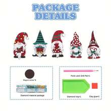 5 piezas Imanes de nevera de Pintura de Diamantes - Patrón lindo de Papá Noel, Kit de Pintura de Diamantes DIY, Efecto de Diamante Asimétrico Brillante, Adecuado para Decoración del Hogar y Regalos de Navidad