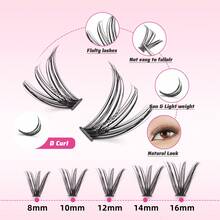 Nối mi chùm kèm nhíp Bond&Seal Mi riêng lẻ DIY Độ dài mi hỗn hợp 30D40D50D Chùm mi mềm mại tự nhiên để trang điểm tại nhà - Hồng - Xem 12