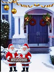 2D 亚克力圣诞老人白胡子花园桩 - 最佳户外圣诞庭院装饰，无需电池，圣诞庭院装饰 - 彩色 - 查看 3