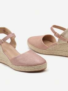Espadrilles compensées bohèmes pour femmes - sandales d'été décontractées - Rose bonbon - Voir 6