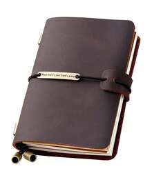 Robrasim Cuaderno de viaje rellenable hecho a mano, para hombres y mujeres, perfecto para escribir, regalos, viajeros, tamaño pequeño de 13 x 10, color café - 1 - Ver 3