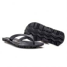 Men's Non-Slip Tire Style Flip-Flops Made Of Durable Rubber, Comfortable Everyday - Black - View 3