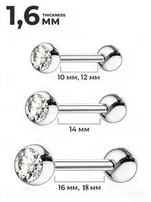 2pcs 14G Tongue Rings & Nipple Rings, 316L Stainless Steel Straight Barbell 12mm-18mm Body Piercing Jewelry