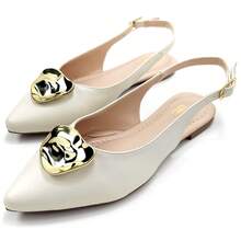 Women's Flat Slingback Sandal Comfortable Everyday Social Shoe - 米色 - 查看 3